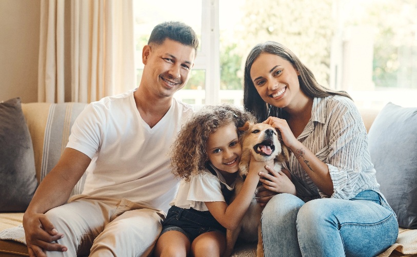Family seated together